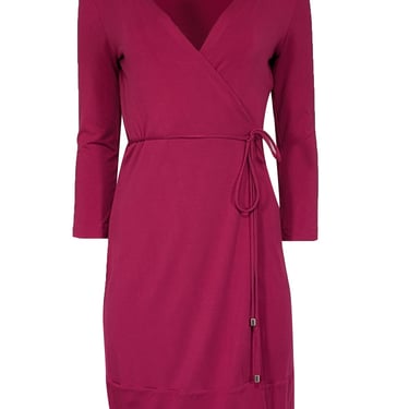 Diane von Furstenberg - Magenta Long Sleeve Wrap Dress Sz 6