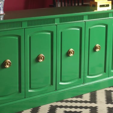 Drexel Credenza Lacquered in Glossy Green 