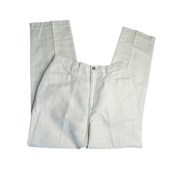 Vintage Liz Sport Light Brown Linen Blend High Waisted Trouser Pants, Size 12 