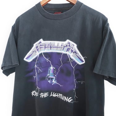 vintage Metallica shirt / 90s band shirt / 1990s Metallica Ride the Lightning faded black single stitch band t shirt Large 