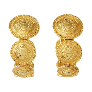 Versace Gold Medusa Jumbo Logo Hoop Earrings