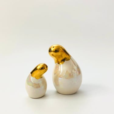 Iridescent Ceramic Shmoo Style Salt and Pepper Shakers - Set of 2 