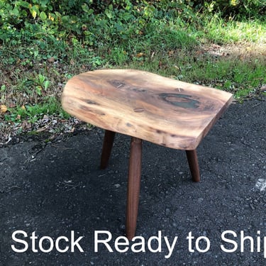 Mid Century Modern Side Table / Accent Table / Live Edge / Natural Edge / Wood Stool / George Nakashima / Danish Modern 