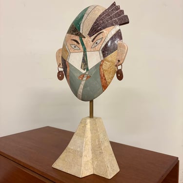Joseph A. De Castro Inlaid Stone Hanging Mask