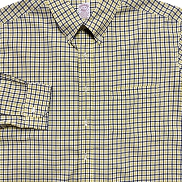 Vintage USA Made Brooks Brothers Makers Button-Down Shirt ~ 17 1/2 - 34 / XL ~ 100% Cotton ~ Gingham Plaid 