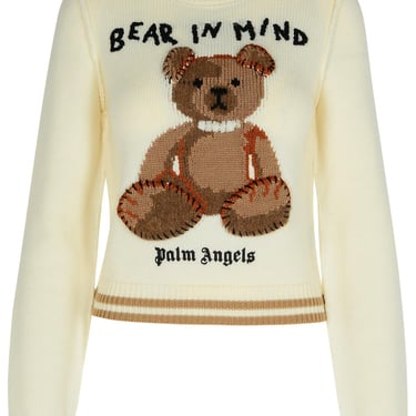 Palm Angels 'Bear' Cream Wool Sweater Woman