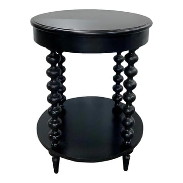 Black Wood Transitional Bobbin Accent Table