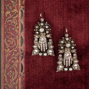 Georgian Rose-cut Diamond Hand Earrings