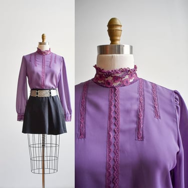 1970s Purple Lace Blouse 