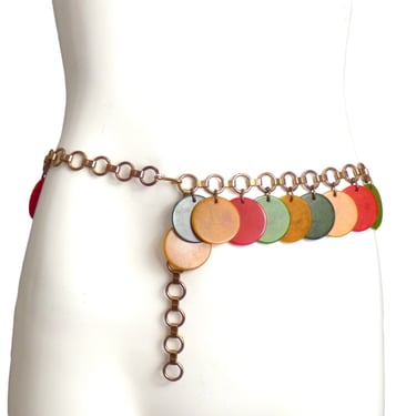 YVES SAINT LAURENT- 1970s Lucite Charm Chain Belt