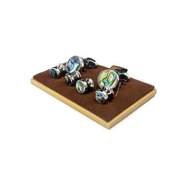 ABALONE PEARL STUD AND CUFFLINK SET