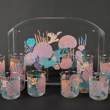 Culver Lucite Seashell and Reef Lucite Serving Set