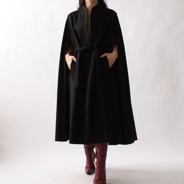 70s Gemini Belted Wool Cape Coat