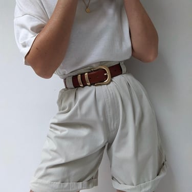 Vintage Khaki Pleated Shorts