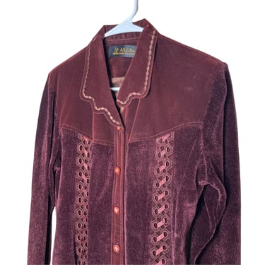 Vintage 70's Burgundy Wine Velvet Blazer Jacket, Size 40 