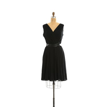 Vintage 50s black silk chiffon dress 