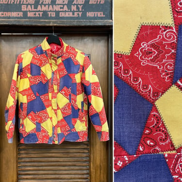 Vintage 1960’s “Swing West” Twill Bandana Patchwork Mod Outerwear Jacket, 60’s Ski Jacket, Vintage Clothing 
