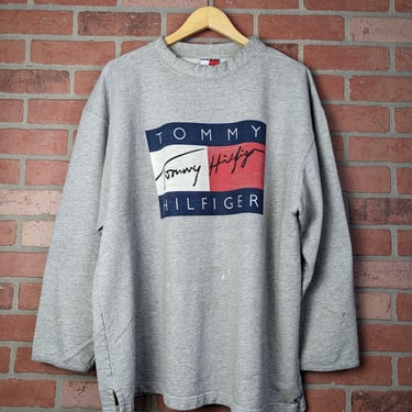 Vintage 90s Tommy Hilfiger Big Flag ORIGINAL Sweatshirt - Extra Large 