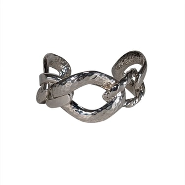 IRO - Silver Hammered Chain Style Cuff Bracelet