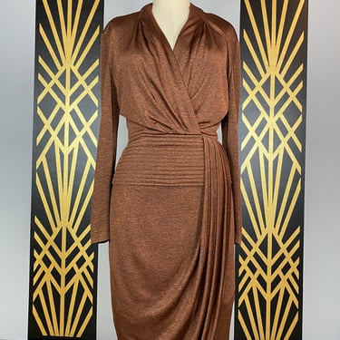 1980s cocktail dress, bronze jersey, vintage 80s dress, | Black Label  Vintage - Tacoma, WA | ATTIC