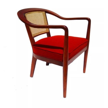 Mid century Danish modern chair walnut restored cane attributed to Edward wormley  Dunbar 