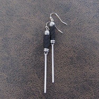 Geometric earrings, black and silver minimalist earrings, mid century modern earrings, Brutalist earrings, unique Art Deco earrings 