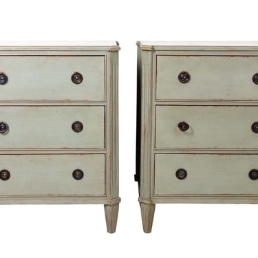 Pair of Gustavian or Swedish Style Painted Chest of Drawers