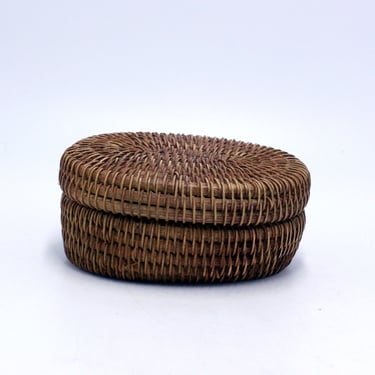 vintage Handmade Basket with Lid 