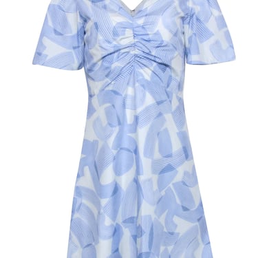 Club Monaco - Blue & White Geometric Print Short Sleeve Dress Sz 4