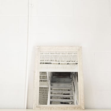 antique french white wood and plaster mirror