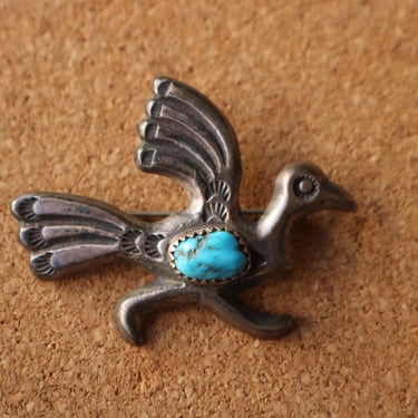 Vintage Navajo Brooch / Sandcast Sterling Bird Pin / Southwest Jewelry / Frances Jones 