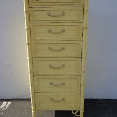 Lingerie Chest Vintage Faux Bamboo Tall Dresser Chest Chinese Chippendale Beachy Chinoiserie Bedroom Storage Boho Chic Thomasville Regency 