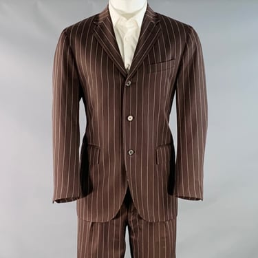 POLO by RALPH LAUREN Size 40 Regular Brown Cream Pinstripe Notch Lapel Suit