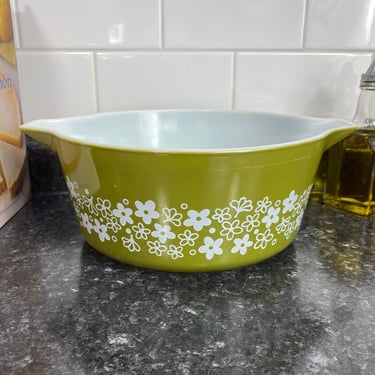 Vintage Pyrex Spring Blossom Large Casserole Dish - NO LID | #475 | Pyrex Vintage Crazy Daisy Green/White Round Casserole Replacement Dish 