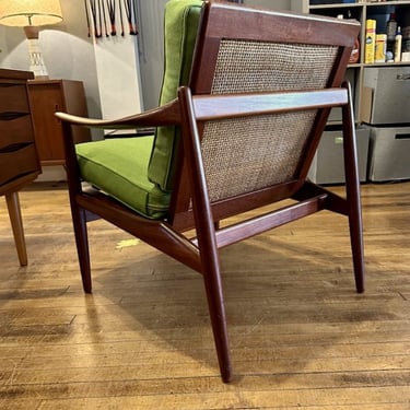 Scandinavian Teak Lounge Chair with Caned back