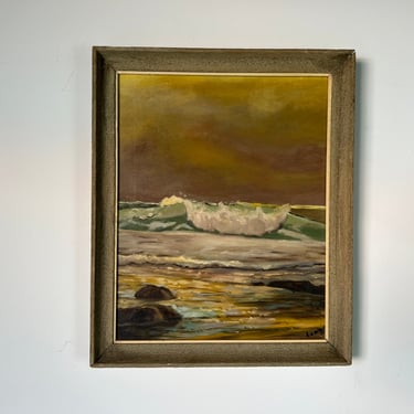 Vintage Lango Sunset Impressionist Coastal Landscape Oil Painting 