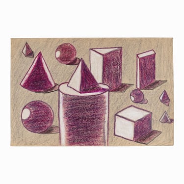 Ronnie Williams Oil Pastel Drawing on Paper Art Class Geometric Forms 