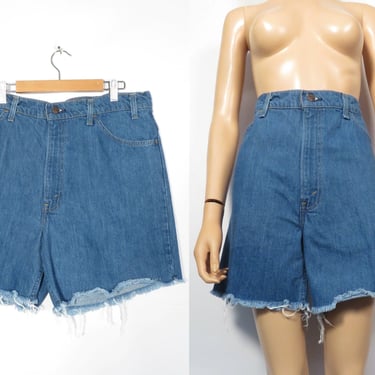 Vintage 70s/80s Plus Size Levis Orange Tab Denim Cut Off Shorts Size 37" Waist 