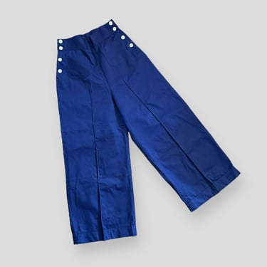YEAR END SALE /// 40s Navy Blue Cotton Wide Leg Pants / 1940s Vintage Pants / Medium / 28 inch waist 