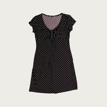 (L) Brown/White Polka Dot Midi Dress