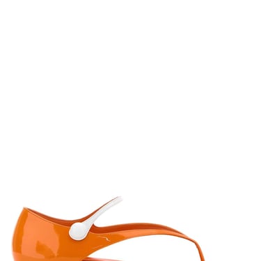 Miu Miu Women Orange Leather Thong Sandals