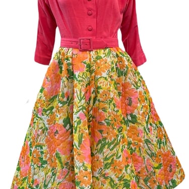 Dorian 50s Hostess Dress with Full Quilted Skirt
