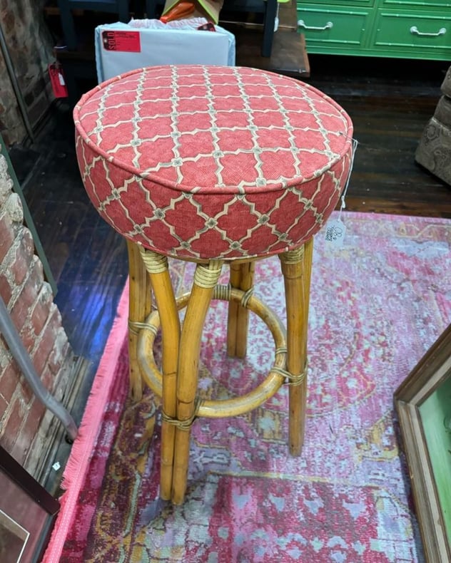 Upholstered bamboo stool, 30” 