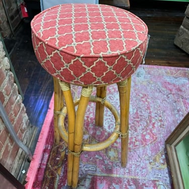 Upholstered bamboo stool, 30” 