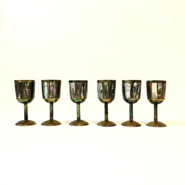 Brass and Mother of Pearl Cordials - Set of 6 