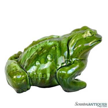 Mid-Century Large Porcelain Drip Glazed Frog Sculpture