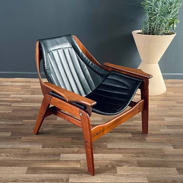 1960s Jerry Johnson Walnut Sling Chair, Boho Accent Chair