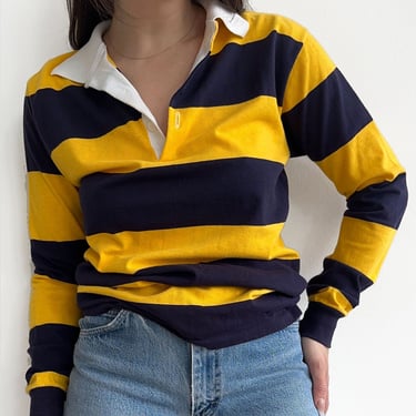 Navy and Yellow Striped Polo