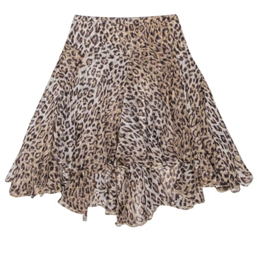 Dolce & Gabbana - Sheer Brown Leopard Print High-Low Skirt Sz 2