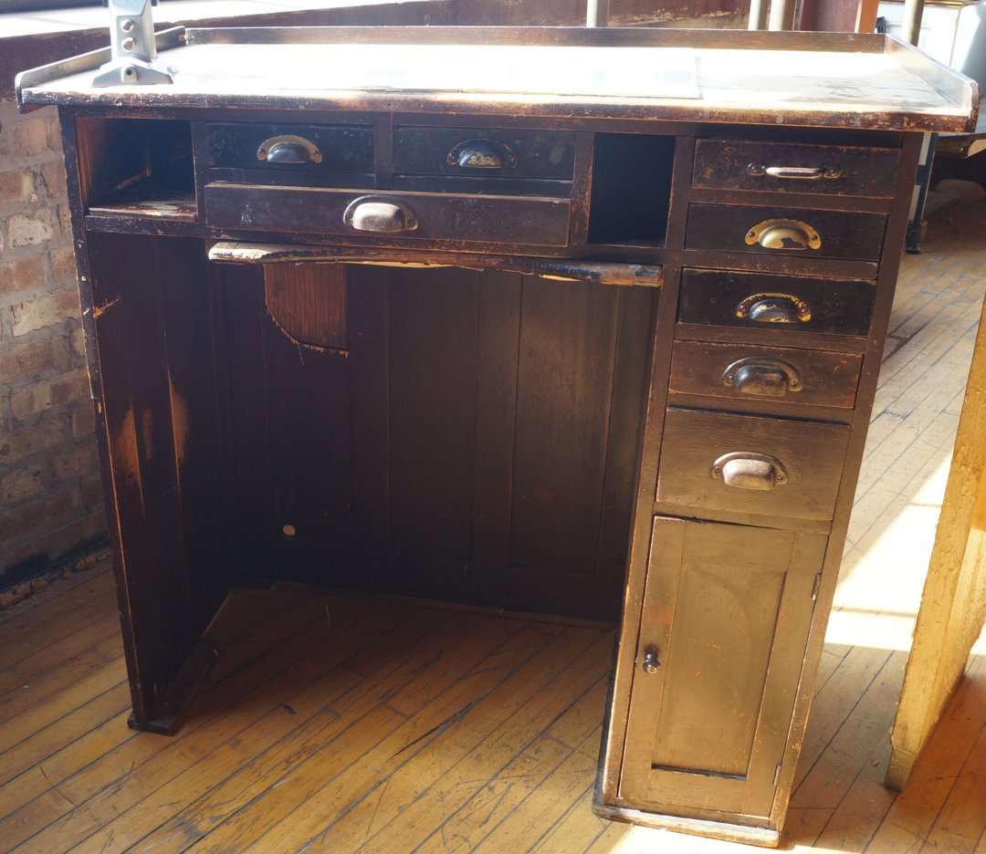 Antique Multi Drawer Watch Repair Desk w Vice Salvage One Chicago, IL